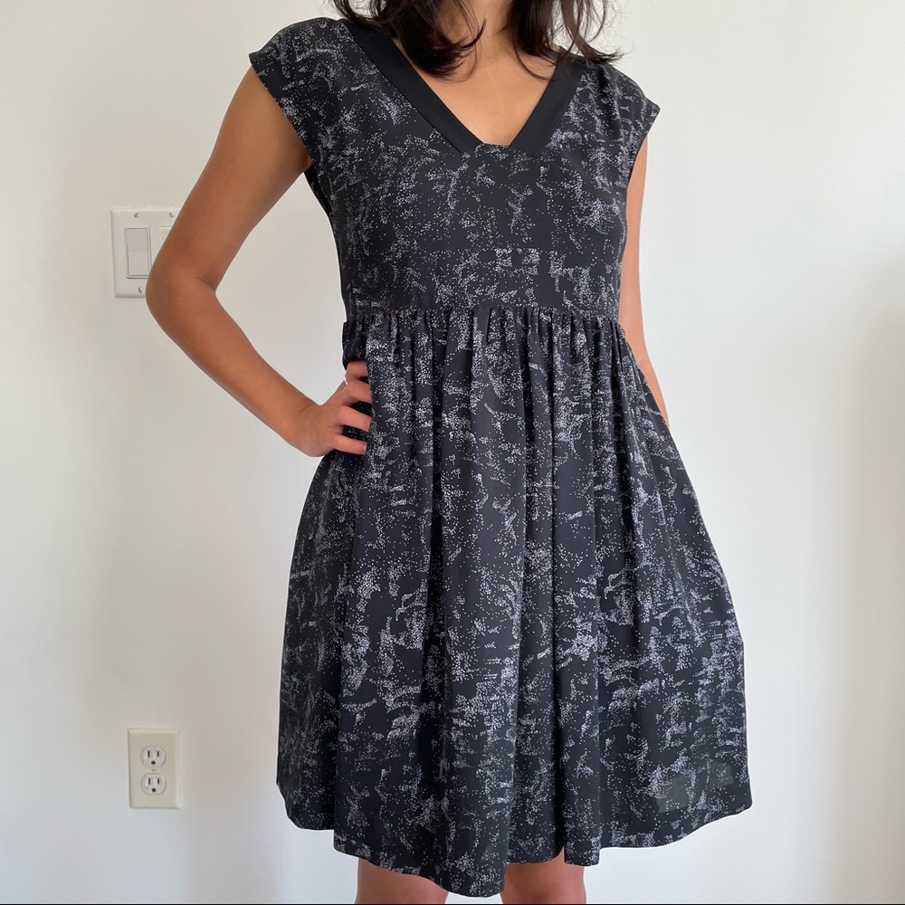 Steven Alan tie-back patterned black dress